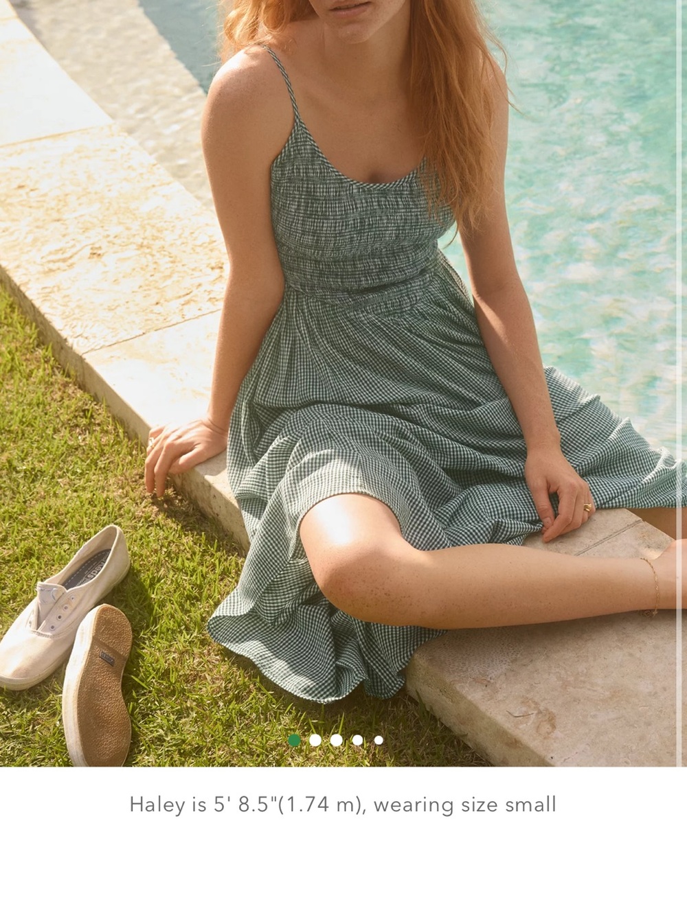 aerie At the Barre Green Gingham Maxi Dress with Smocked Bodice - Picture 7 of 7